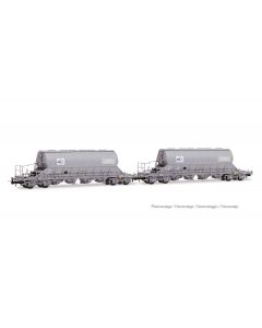 SNCF 2-teiliges Set Schwenkdachgüterwagen, DMI / Saint Gobain, grau, Ep. V