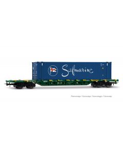 CEMAT Sgnss Containertragwagen, grün, mit 45' container Safmarine, Ep. VI