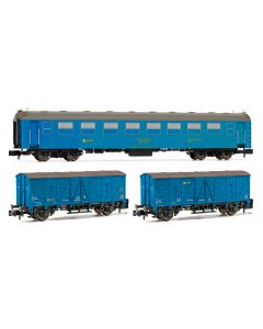 RENFE 3er-Set Tajo de Vía 5000 Personenwagen + 2x J3 Wagen blau Ep.IV-V