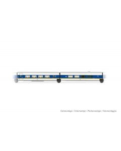 RENFE 2er-Set Talgo 200 1st BR + Barwagen weiss/blau mit gelben Streifen Ep.V
