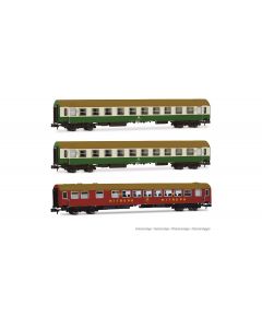DR Wagen-Set 2 OSShD Typ B, 1x WR + 2x B, grün/beige, Ep. IV