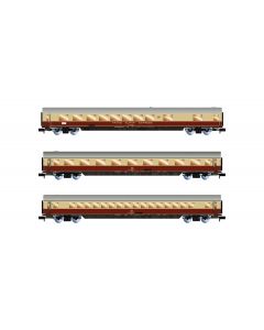 AKE Rheingold-Set 2, 1x Speisewagen ARmh217 + 1x 1. Klasse Wagen Avmz + 1x Wagen Apmz, Ep. V