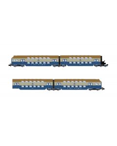 DR 4-teiliges Doppelstockzug DBv mit drivers cabin, blau/grau, Ep. IV