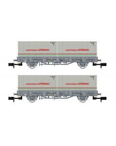RENFE Flachwagen grau mit 2 Container Leche Ep. IV