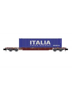 FS 4-achsiger Sgnss container transporter wagon brown mit 45' container Italia blau Ep.VI