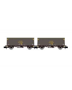 RENFE 2er-Set 2-achsiger gedeckter Güterwagen J300.000 grau gran velocidad Ep.III