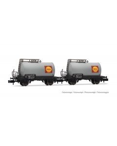 FS 2-teiliges Set 2-achsiger Kesselwagen Shell silber, Ep. III-IV