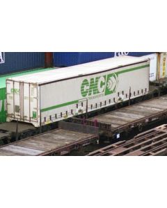 SNCF S70 Containertragwagen, braun , beladen mitCNC curtain-side swap body, Ep. IV