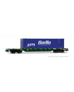 Mercitalia Intermodal, 4-achs.Containertragwagen Sgnss, grün, mit 45' container GTS Barilla, Ep. VI