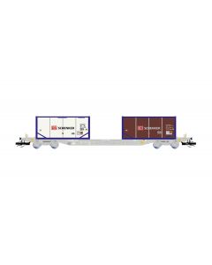 TT 4-achsiger Containertragwagen, grau beladen mit2 x 20' tank container DB SCHENKER, Ep. VI
