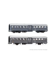 FS 2er-Set Corbellini 1947 Personenwagen 2 + 4-achsig grau Ep.IV