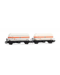 RENFE 2-teiliges  Set 2-achsiger Gaskesselwagen, weisse/orange Butano S.A., Ep. IV