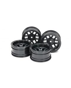 CC-02 12 Spoke Wheels (4) ,black,+6 Offset