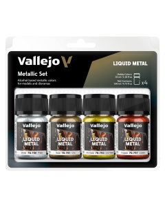 Alcoholbased Metallic Set Gold (2), Silver + Copper 4 colors set 35 ml