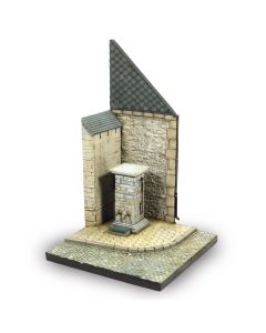 Street Corner with Waterpump Normandy Scenery 15,5 x 15,5 cm