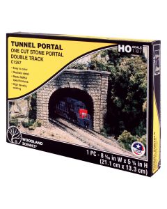 H0-Spur Tunnelportal 2-Gl geschnittener Stein