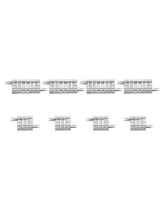 8 Gleise, gerade, in Schotterbettung, 4x 18,5 mmund 4x33 mm