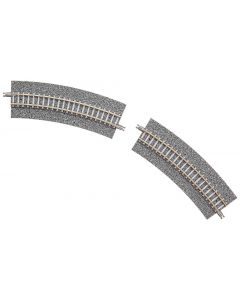 4 Gleise, gebogen, mit breiter Schotterbet., 45deg., r 280 mm