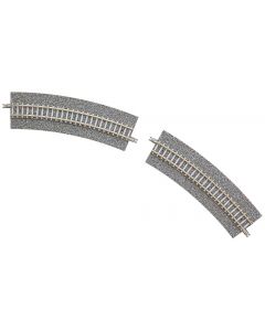 4 Gleise, gebogen, mit breiter Schotterbet., 45deg., r 354 mm