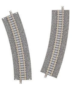 4 Gleise, gebogen, mit breiter Schotterbet., 22,5deg., r 345 mm