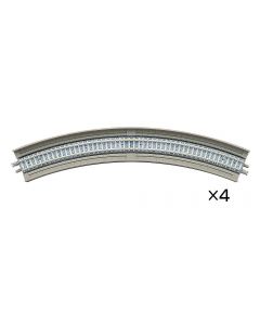 4 Gleise, gebogen, in Beton-Viaduktbettung, 45deg., r 317 mm