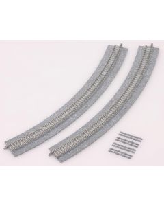 4 Gleise, gebogen, mit breiter Schotterbet., 45deg., r 317 mm