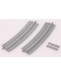 4 Gleise, gebogen, mit breiter Schotterbet., 22,5deg., r 391 mm