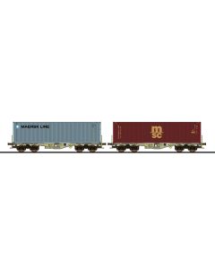 D-AAEC Containertragwagen, Sgmmns, 37 80 4505 418-6 + 37 80 4505 440-0, Contaier, Ep. VI