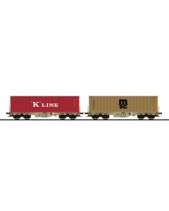 D-AAEC Containertragwagen, Sgmmns, 37 80 4505 311-3 + 37 80 4505 318-8, Container, Ep. VI