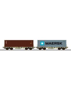 D-AAEC Containertragwagen, Sgmmns, 37 80 4505 321-2 + 37 80 4505 400-4, Container,Ep. VI