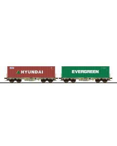 D-AAEC Containertragwagen, Sgmmns, 37 80 4505 399-8 + 37 80 4505 567-0, Container,Ep. VI