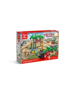 Wooden Retro Train &amp; Station Set